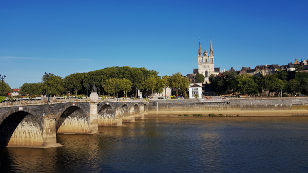 Vue lointaine de la cathédrale à Angers de jour